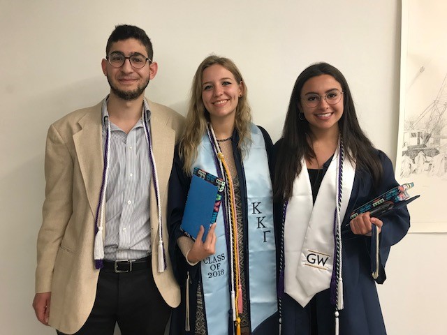 Department honors recipients: George Krikorian, Allie Geoca and Natalie Mathes (Dan Bushway not pictured)