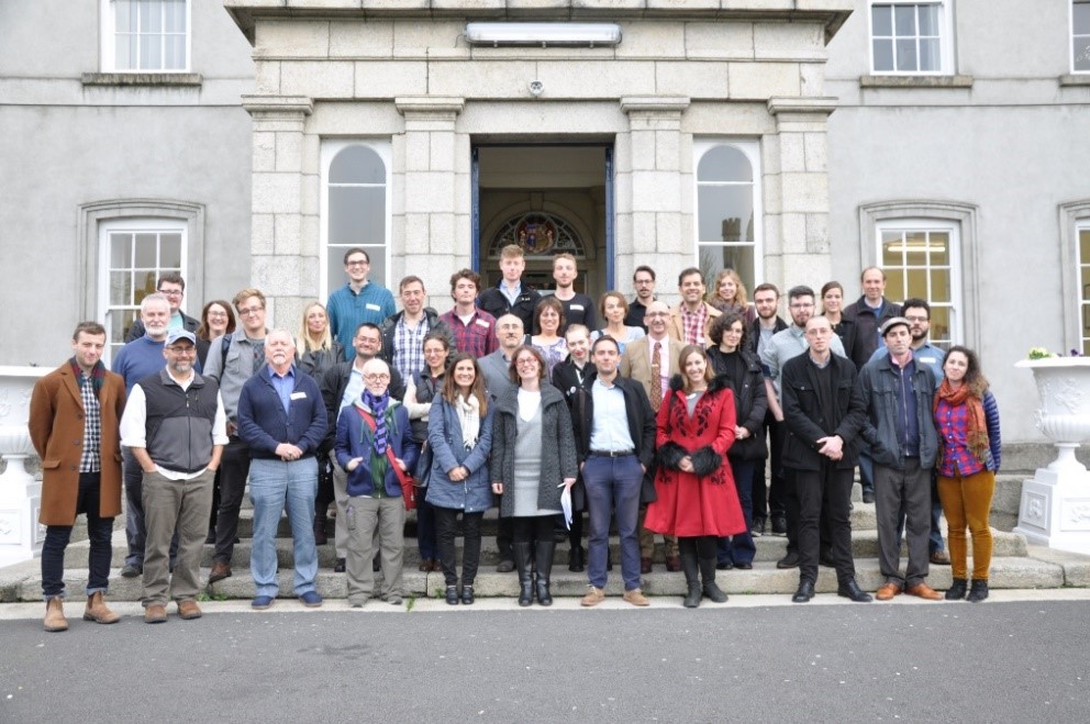 Ethan Terrill with other participants of the Irish Philosophical Society outside the main building at St. Patrick's, Carlow College in Ireland.