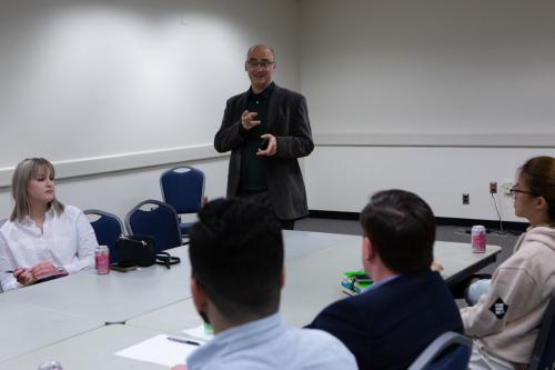 Professor Tadeusz Zawidzki speaking at an event