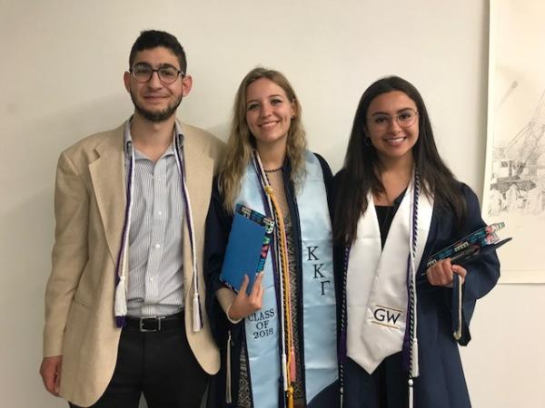 Department honors recipients: George Krikorian, Allie Geoca and Natalie Mathes (Dan Bushway not pictured)