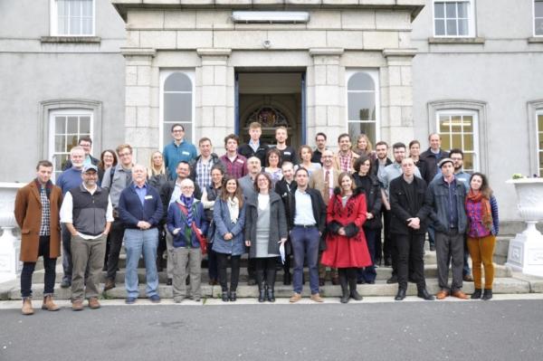 Ethan Terrill with other participants of the Irish Philosophical Society outside the main building at St. Patrick's, Carlow College in Ireland.