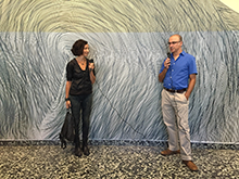 Professor Zawidzki with Linn Myers giving an address in front of her installation at the Hirshhorn. 