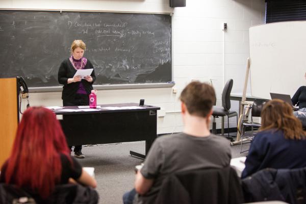 Professor Laura Papish teaching a class